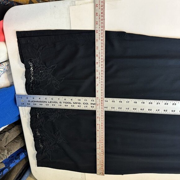 Vintage Womens Black Maxi Sheath Dress Rayon Small Floral Embroidery Accents 90s - Picture 6 of 6